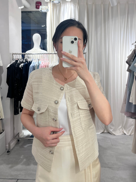 暗紗閃石鈕外套 (訂貨7-14天)